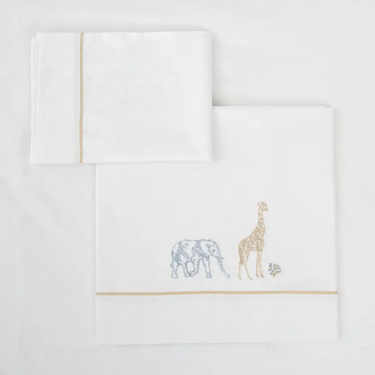 Juego sabanas algodon 100% 3 piezas Tanzania Cuna 60x120 de Bimbidreams