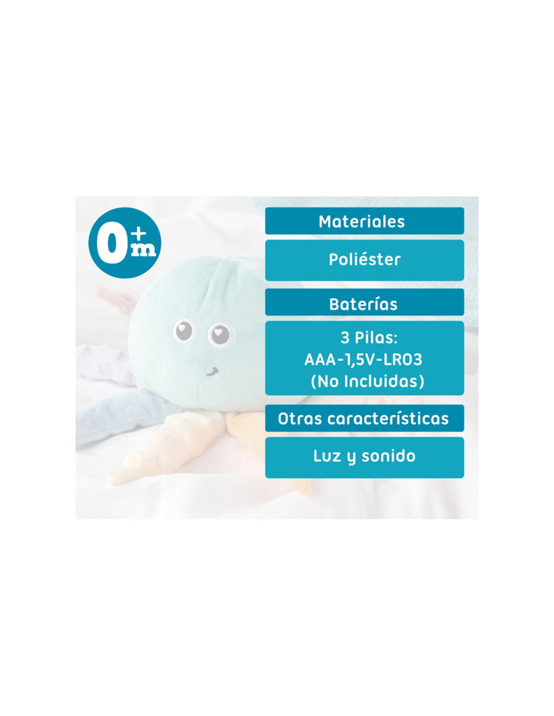 Kiokids Peluche Luz y Sonido Pulpo