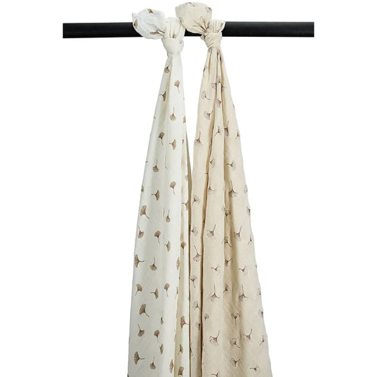 Muselina Lavada Pack De 2 120X120 Cm Me-Gingko Off White/Sand Meyco Baby