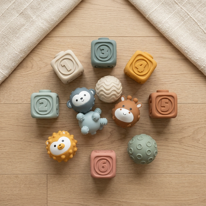 Set 2 en 1 de Aprendizaje para Bebés – 12 Piezas de Twinly