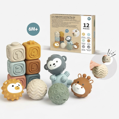Set 2 en 1 de Aprendizaje para Bebés – 12 Piezas de Twinly