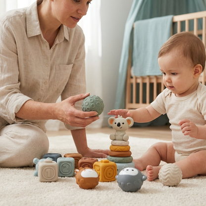 Set 3 en 1 de Aprendizaje Sensorial para Bebés – 19 Piezas de Twinly