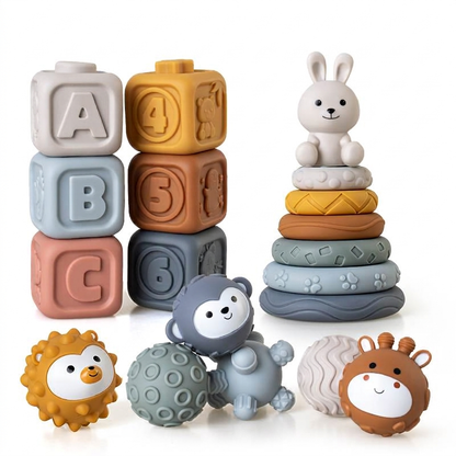 Set 3 en 1 de Aprendizaje Sensorial para Bebés – 19 Piezas de Twinly