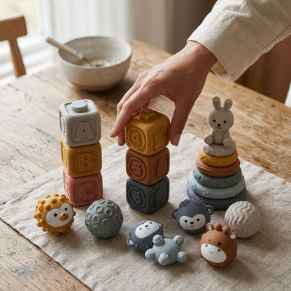 Set 3 en 1 de Aprendizaje Sensorial para Bebés – 19 Piezas de Twinly