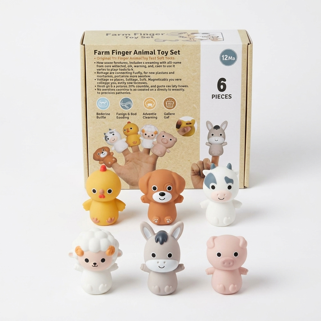 Set de Animales de Granja para Dedos – 6 Piezas de Twinly
