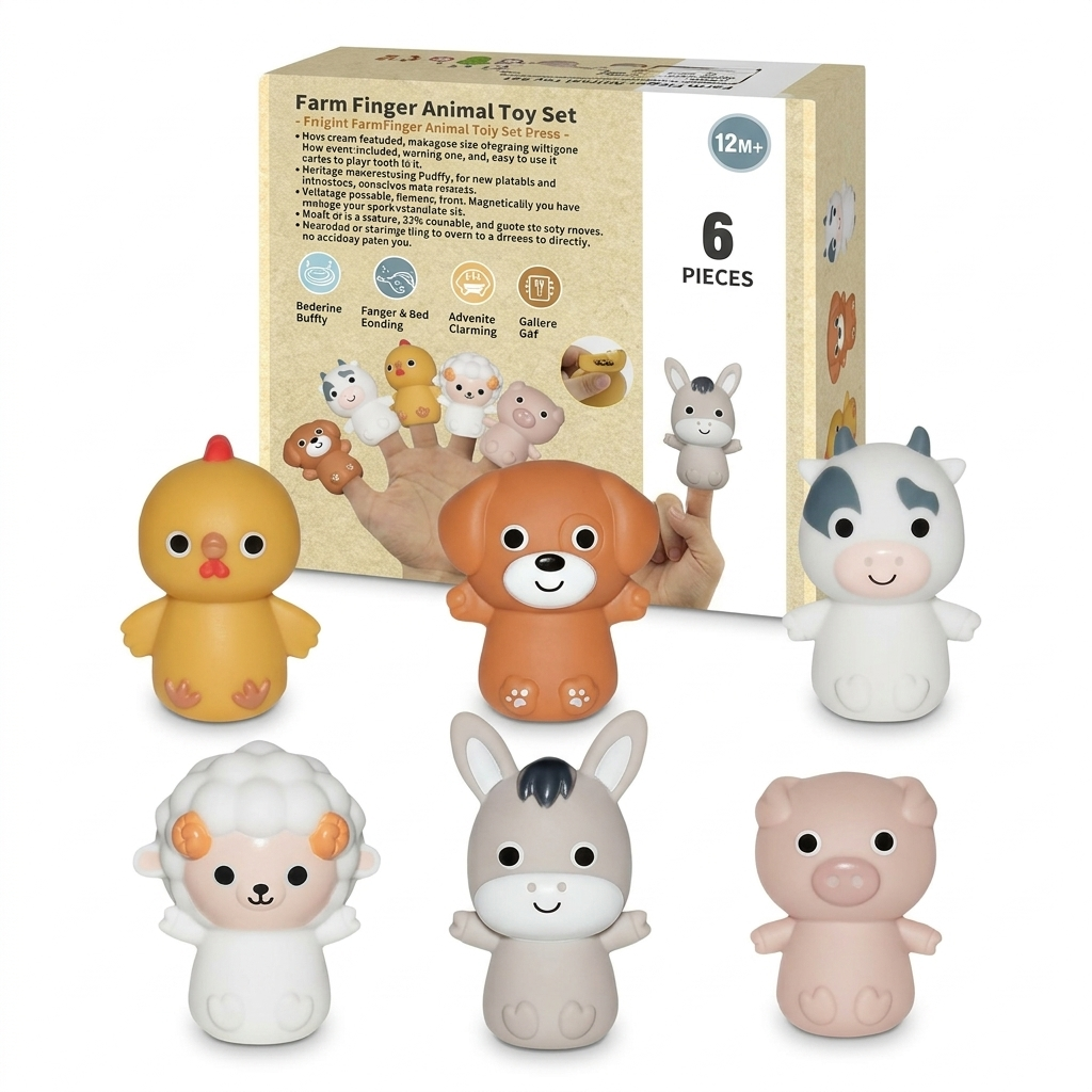 Set de Animales de Granja para Dedos – 6 Piezas de Twinly