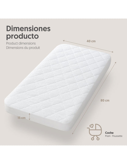 Protector de Colchón Acolchado e Impermeable para Cochecito de Bebé Interbaby