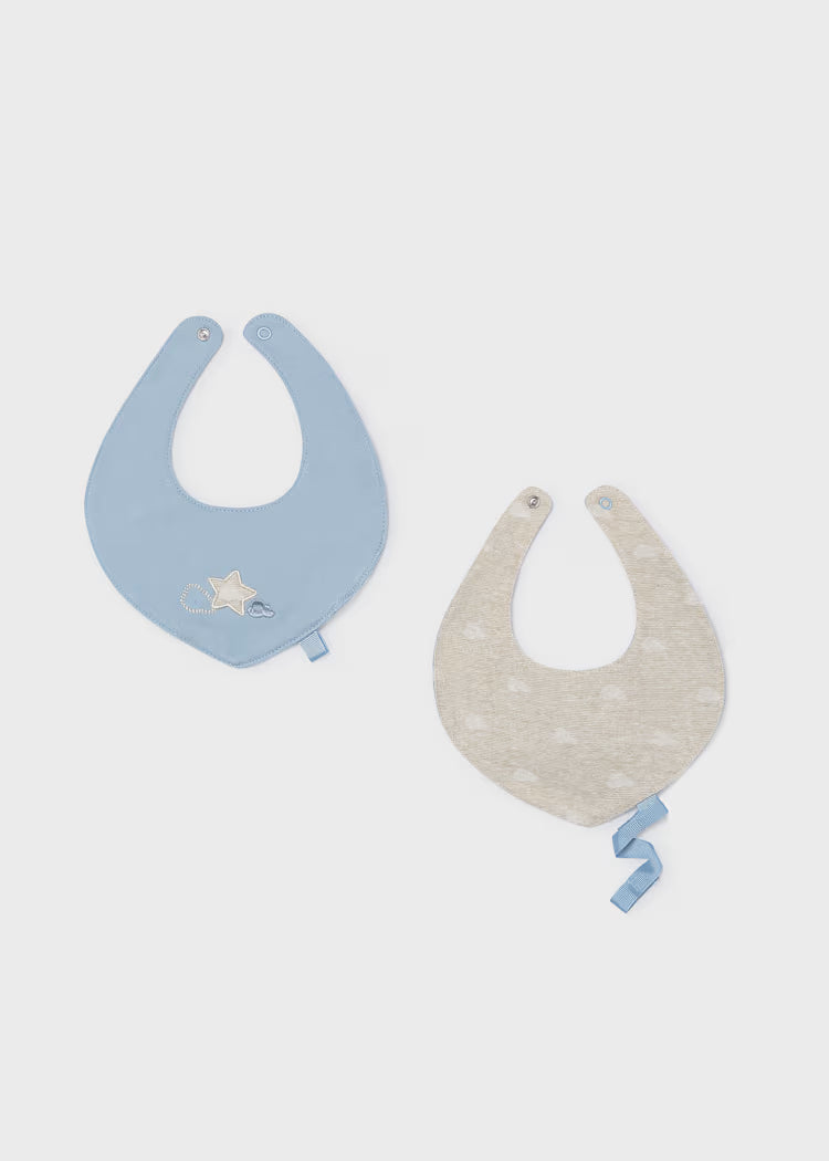 Set 2 baberos impermeables con cinta para chupete bebé 9140 MAYORAL