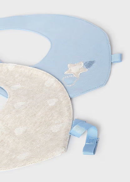 Set 2 baberos impermeables con cinta para chupete bebé 9140 MAYORAL