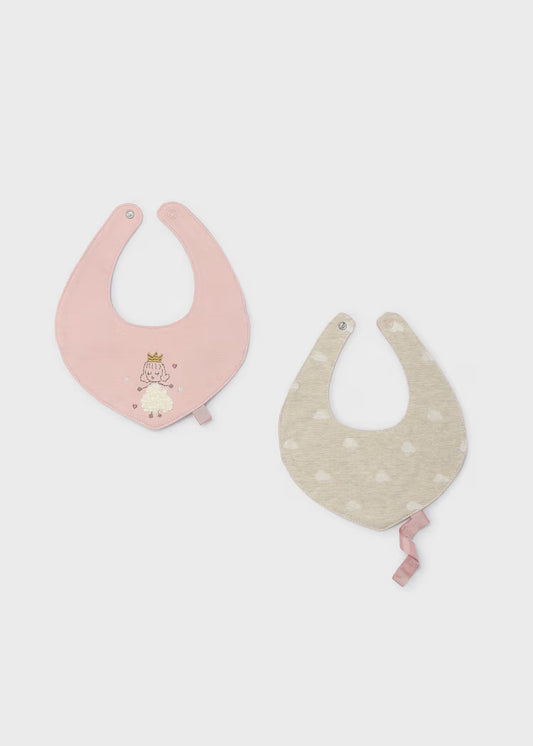 Set 2 baberos impermeables con cinta para chupete bebé 9140 MAYORAL