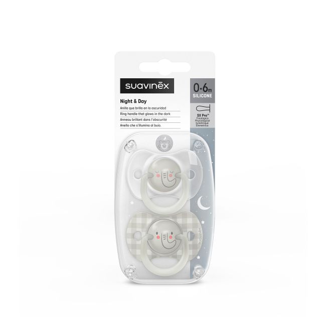 Set 2 Chupetes Elefante Noche 0-6m de Suavinex