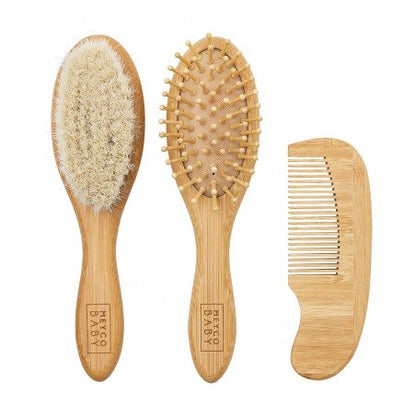 Set 3 Piezas Cepillo-Peine Bambú N Me-Uni Natural Meyco Baby