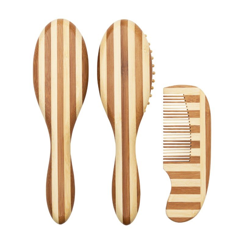 SET 3PCS.CEPILLO-PEINE BAMBÚ MEYCOBABY