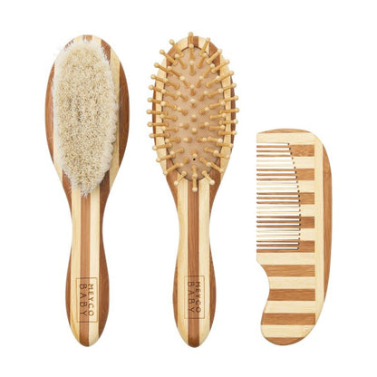 SET 3PCS.CEPILLO-PEINE BAMBÚ MEYCOBABY