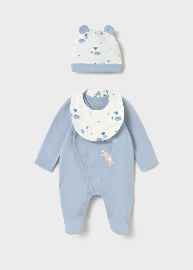 Set de pelele gorro y babero ositos recién nacida 2748