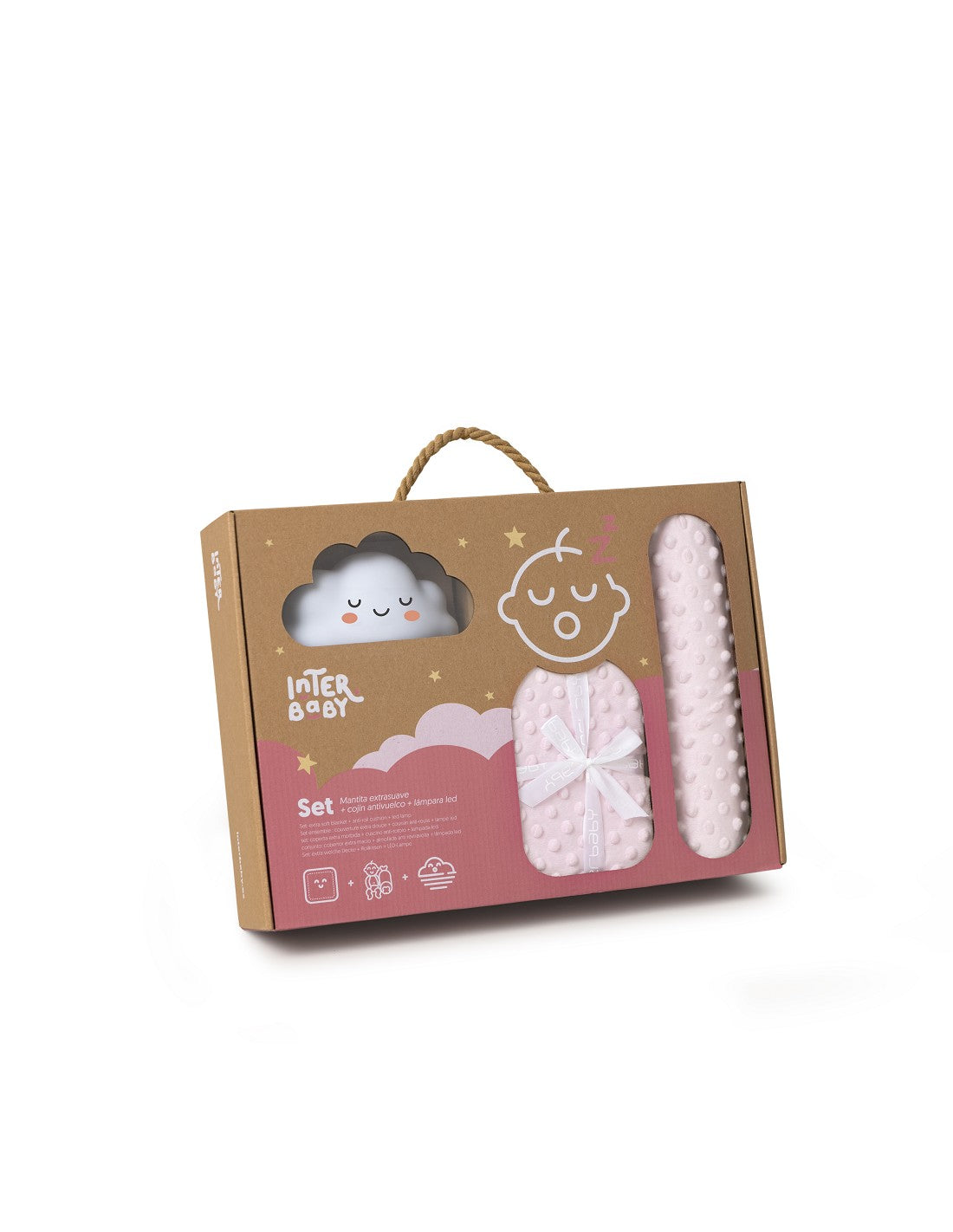 Set Manta Burbuja + Cojín Antivuelco + Lámpara Led Nube de Interbaby