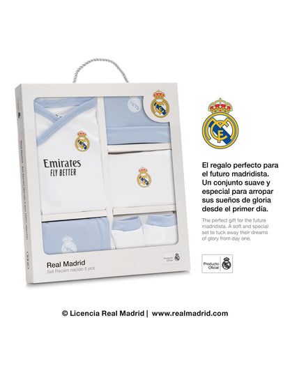 Set Regalo 5 Pcs 100% Alg T 0-6 m Mod Real Madrid Azul