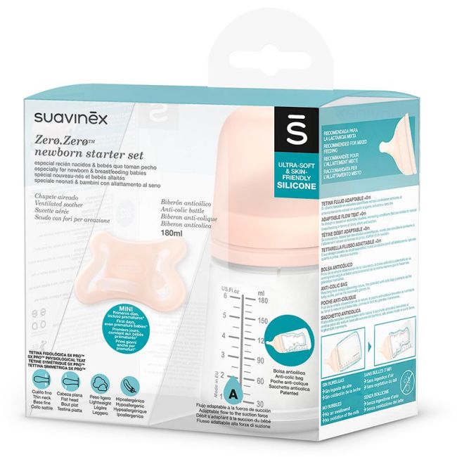 Suavinex Zero Zero Chupeta + Mamadeira 180ml Kit Inicial