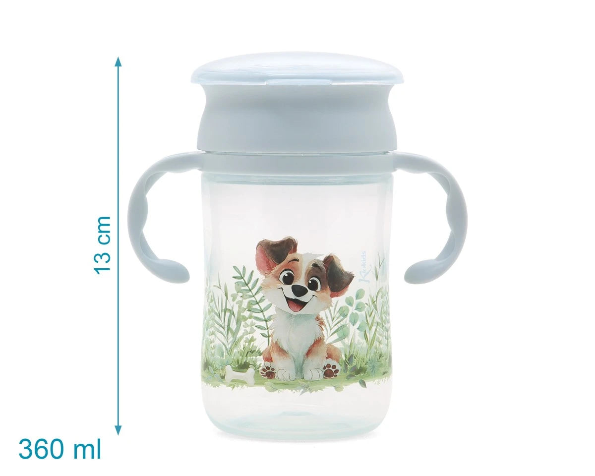 Taza de aprendizaje step 3 con asas azul 330ml de Kiokids