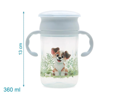 Taza de aprendizaje step 3 con asas azul 330ml de Kiokids