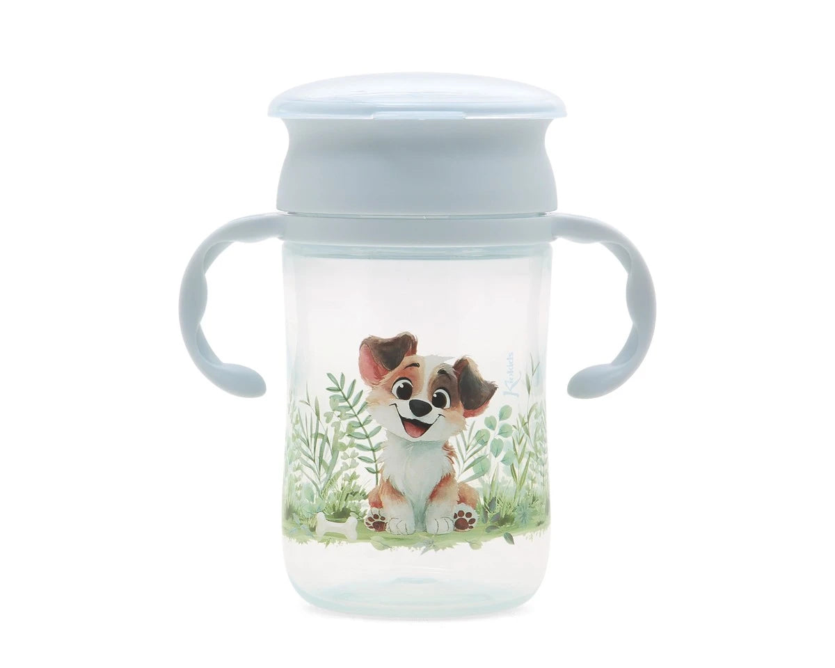 Taza de aprendizaje step 3 con asas azul 330ml de Kiokids