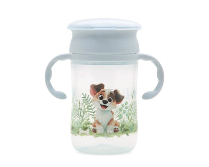 Taza de aprendizaje step 3 con asas azul 330ml de Kiokids