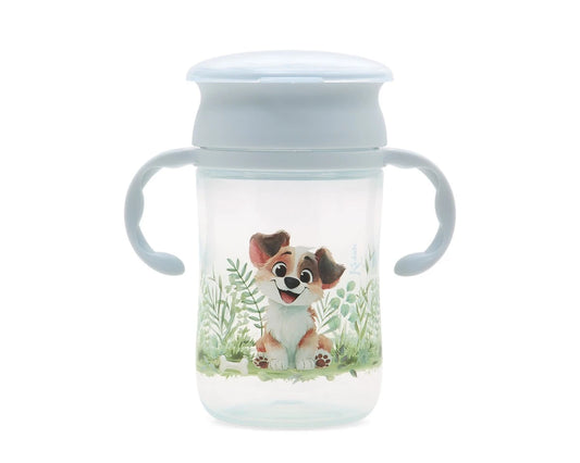 Taza de aprendizaje step 3 con asas azul 330ml de Kiokids
