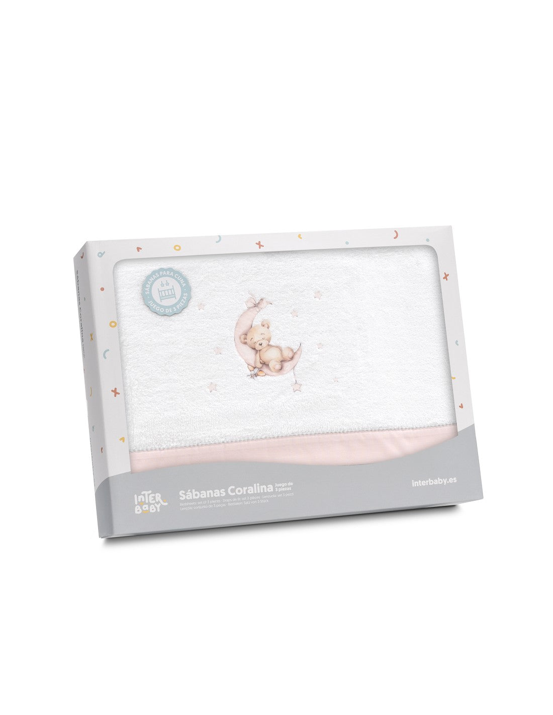 Sabanas Triptico Coche Franela Modelo Oso Lazo Interbaby