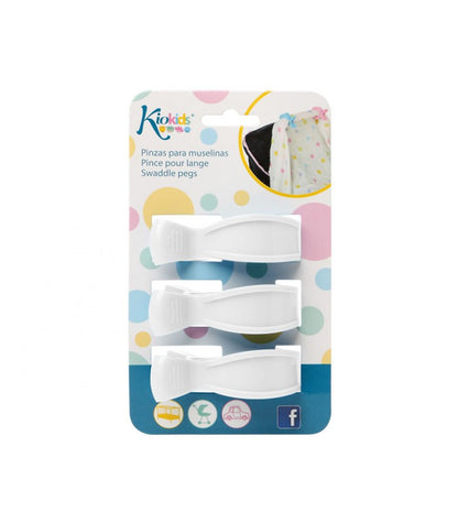Pinzas para muselinas blanco 3 Uds de Kiokids