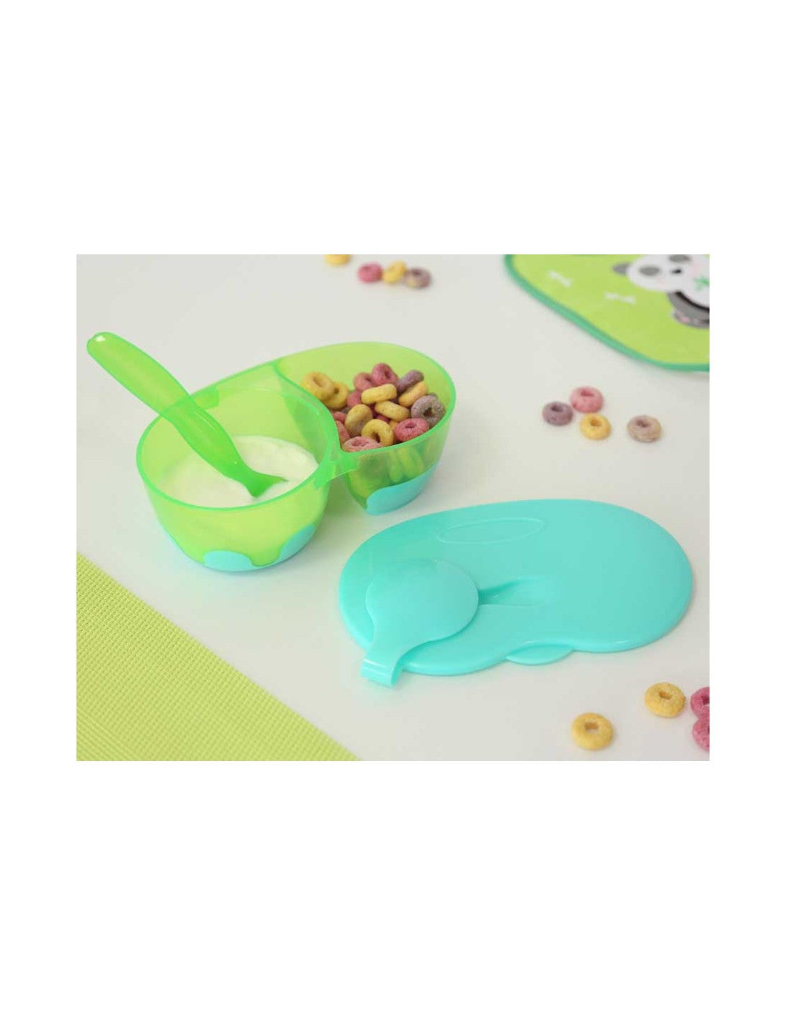Cuenco Doble Con Cuchara de Kiokids