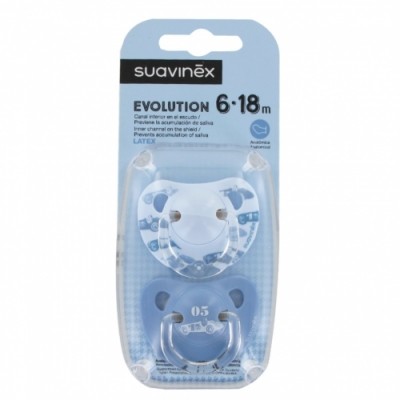 Set 2 chupetes Evolution  azul 6-18 m