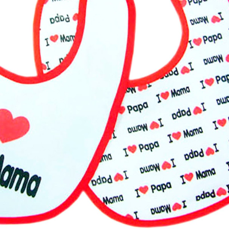 Babero eva y velcro 2 und rosa  I love mama&Papa de duffi baby