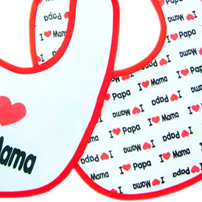 Babero eva y velcro 2 und rosa  I love mama&Papa de duffi baby