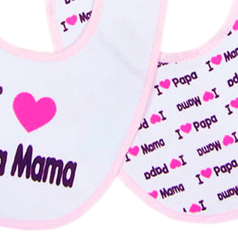 Babero eva y velcro 2 und rosa  I love mama&Papa de duffi baby