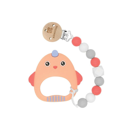 Pinza para Chupete con Mordedor de Silicona Orange Bird de Kikkabo