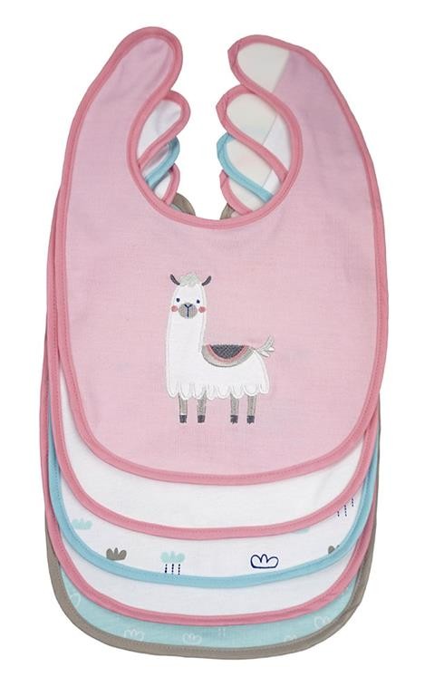 SET 5 BABEROS Velcro plastificados Llama Olmitos