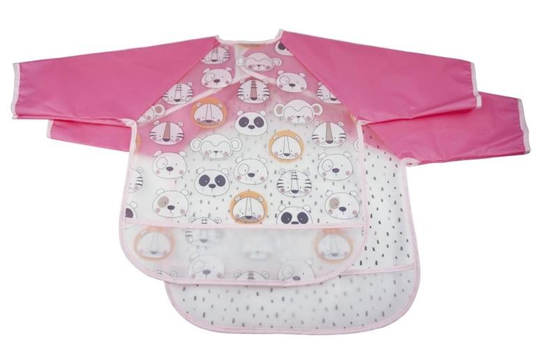 PACK 2 BABEROS MANGAS ZOO PINK de olmitos