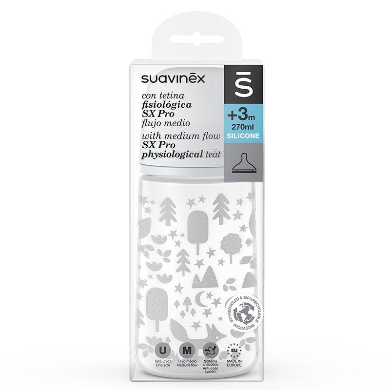 Biberón con tetina Fisiológica SX PRO 270ml Fox Gris