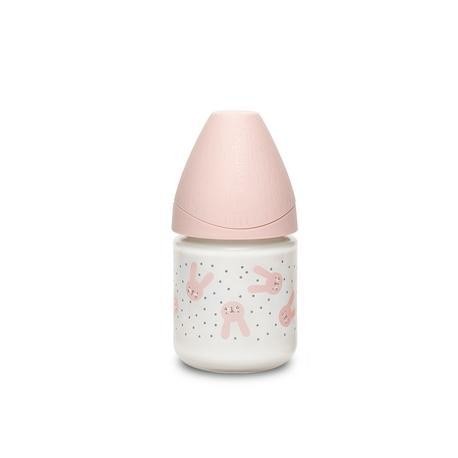 Biberón cristal tetina silicona 0M 120ml Conejo verde de Suavinex