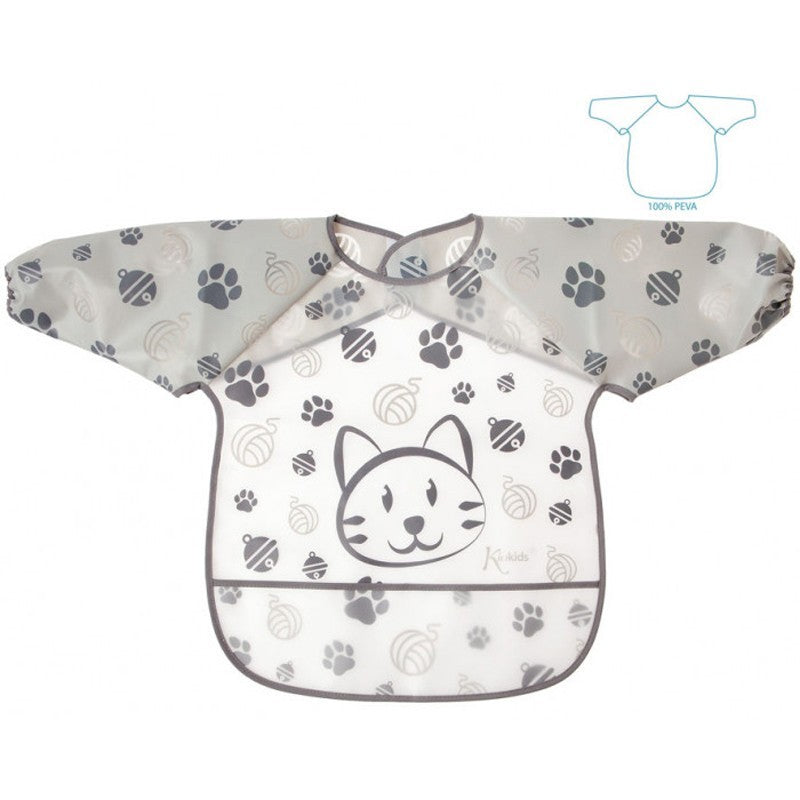 Babero Con Mangas Gatito Gris de Kiokids