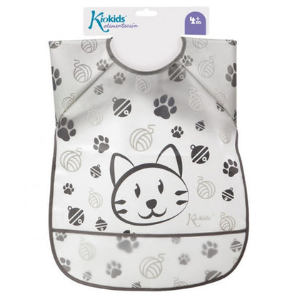Babero Con Mangas Gatito Gris de Kiokids