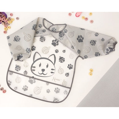 Babero Con Mangas Gatito Gris de Kiokids