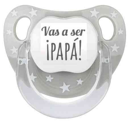 Chupete "Vas a ser Papá" Estrellas Gris de Mi Pipo