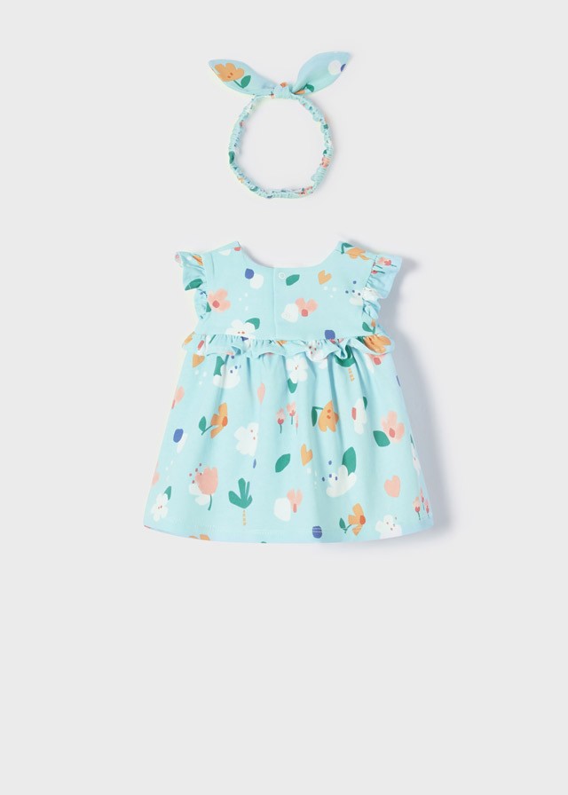Vestido estampado ECOFRIENDS con diadema recién nacida niña mayoral