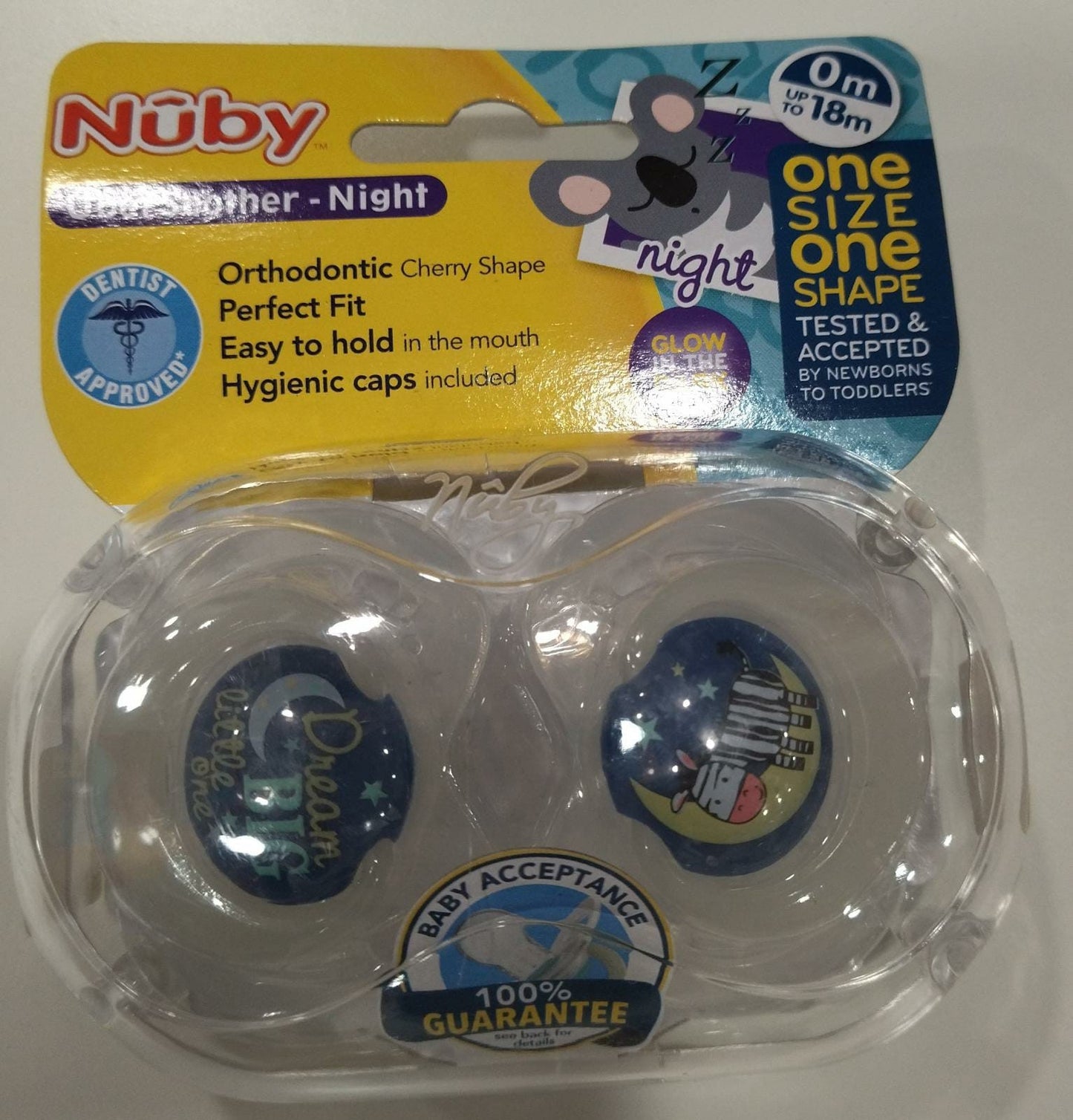Pack De Dos Chupetes De Animalitos "Buenas noches" De 0/18M De Nuby
