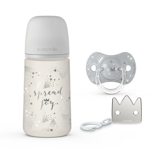 Set de regalo para bebé Spread Joy Gris con tetina SX Pro Suavinex
