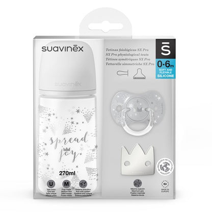 Set de regalo para bebé Spread Joy Gris con tetina SX Pro Suavinex