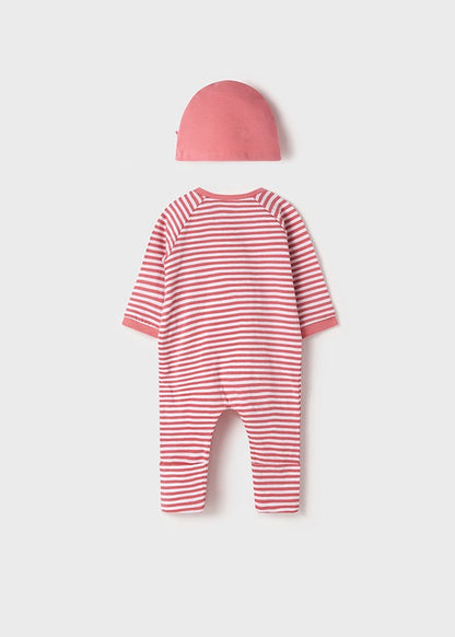 Pelele gatito rayas punto ECOFRIENDS con gorro de Mayoral