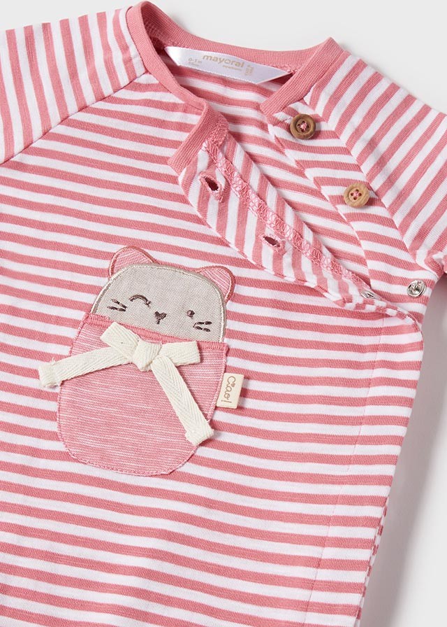 Pelele gatito rayas punto ECOFRIENDS con gorro de Mayoral