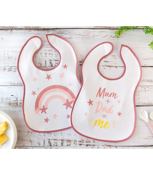 Set 2 baberos Arcoiris Rosa de Kiokids